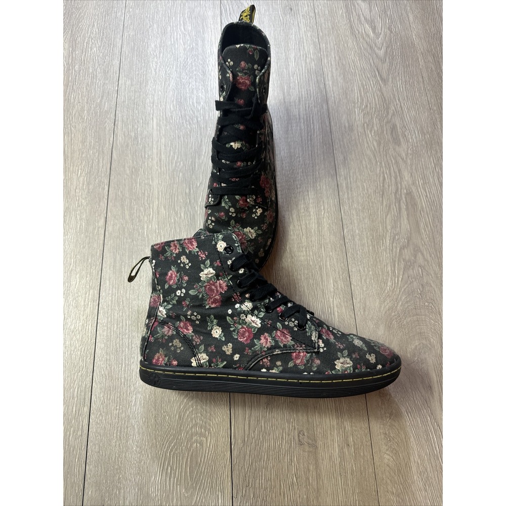DR. MARTENS Floral Boots Canvas Women's 8 Colorful Mid Top Roses Summer